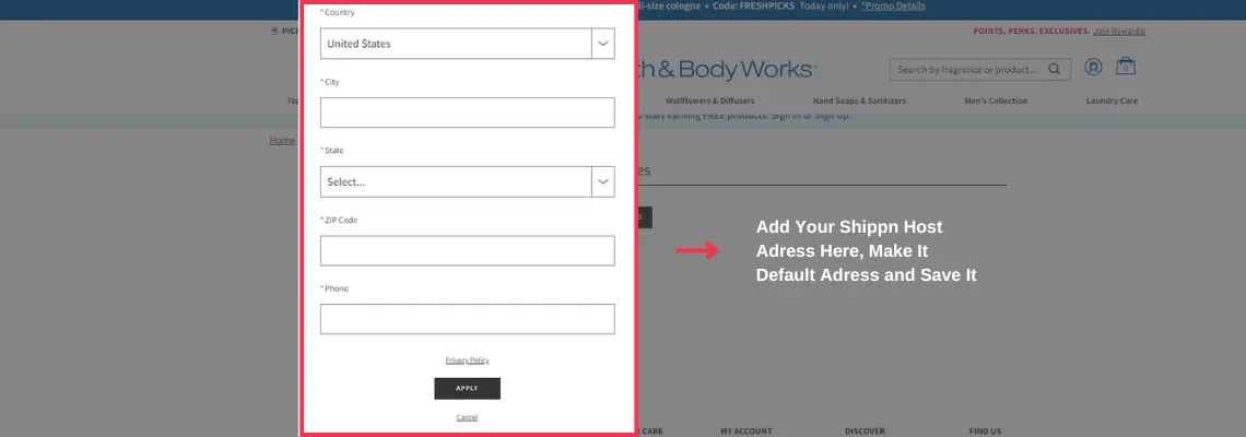 Shop Bath & Body Works Via Shippn Step 4