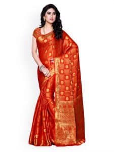 Mimosa - Orange Kanjeevaram Chiffon Traditional Saree