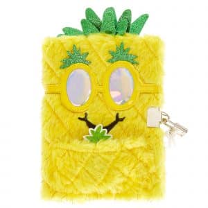Yellow Holographic Pineapple Plush Journal - Claire's