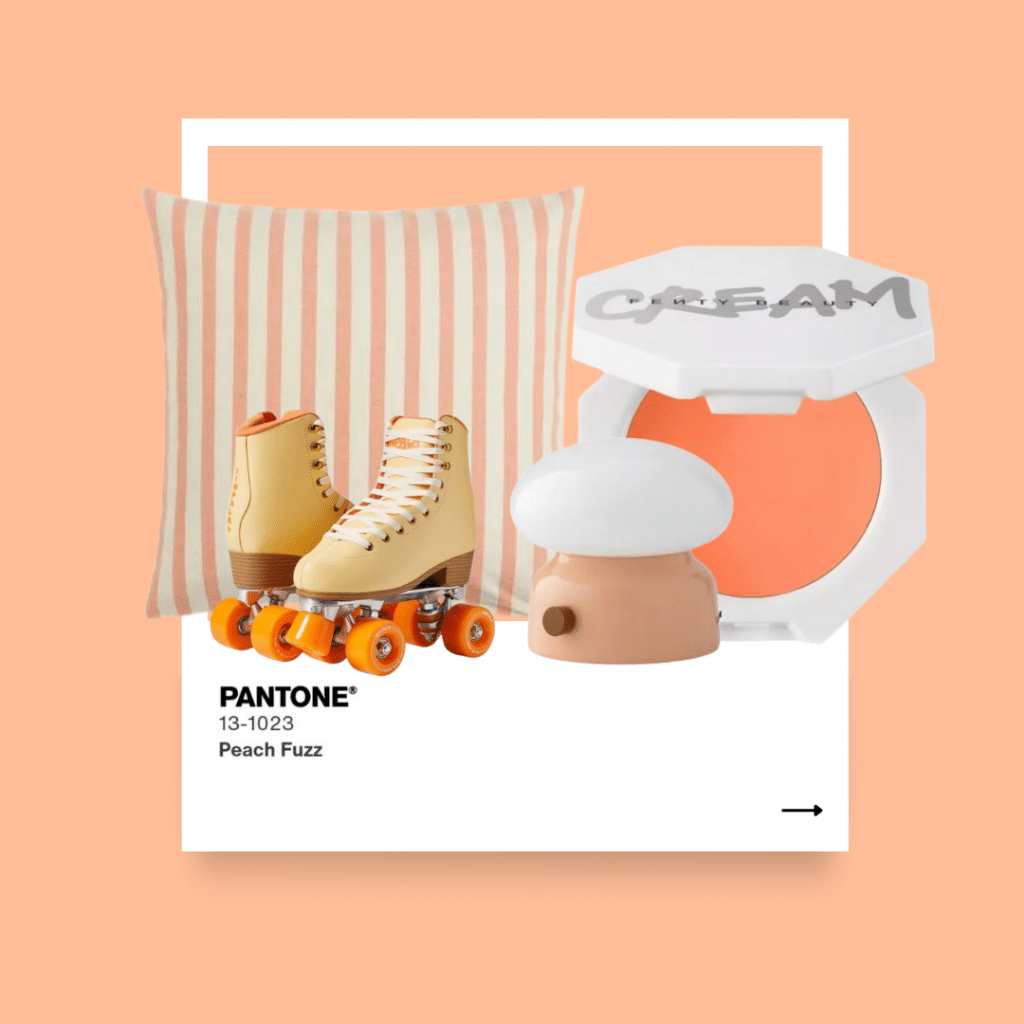 items in pantone peach fuzz color