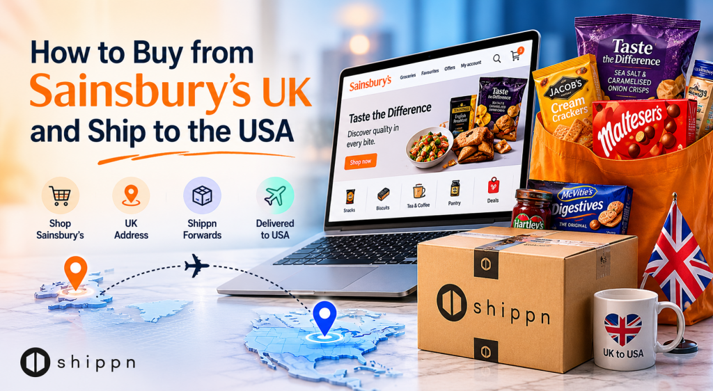 Sainsbury’s UK groceries forwarded to the USA with Shippn