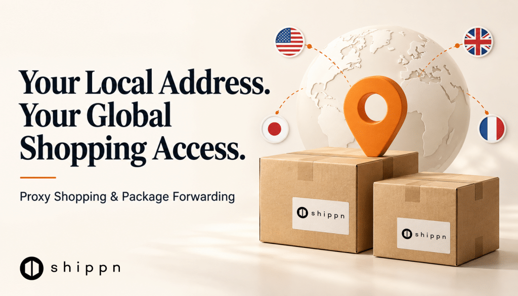 Proxy address for shopping with Shippn, featuring international package forwarding