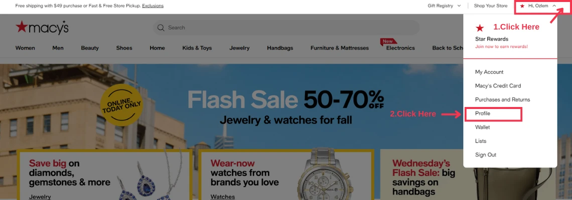 Shop Macy's Via Shippn Step 1