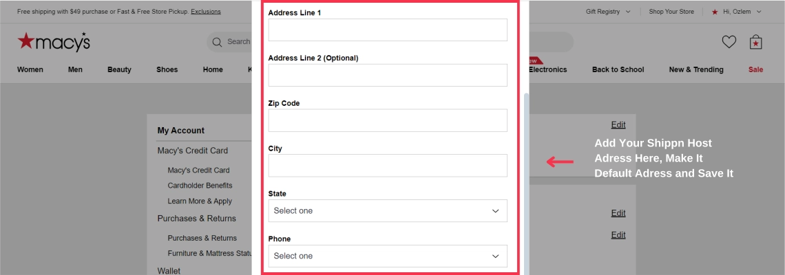 Shop Macy's Via Shippn Step 3